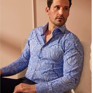 Hawes & Curtis Stylish Blue Paisley Men's Shirt